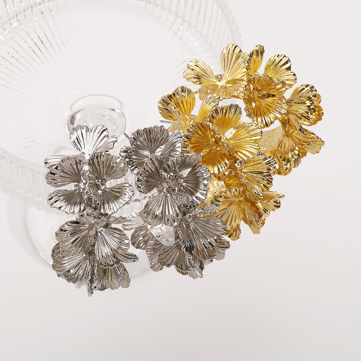 3D Gold Floral Hoop Earrings | Statement Botanical Jewelry