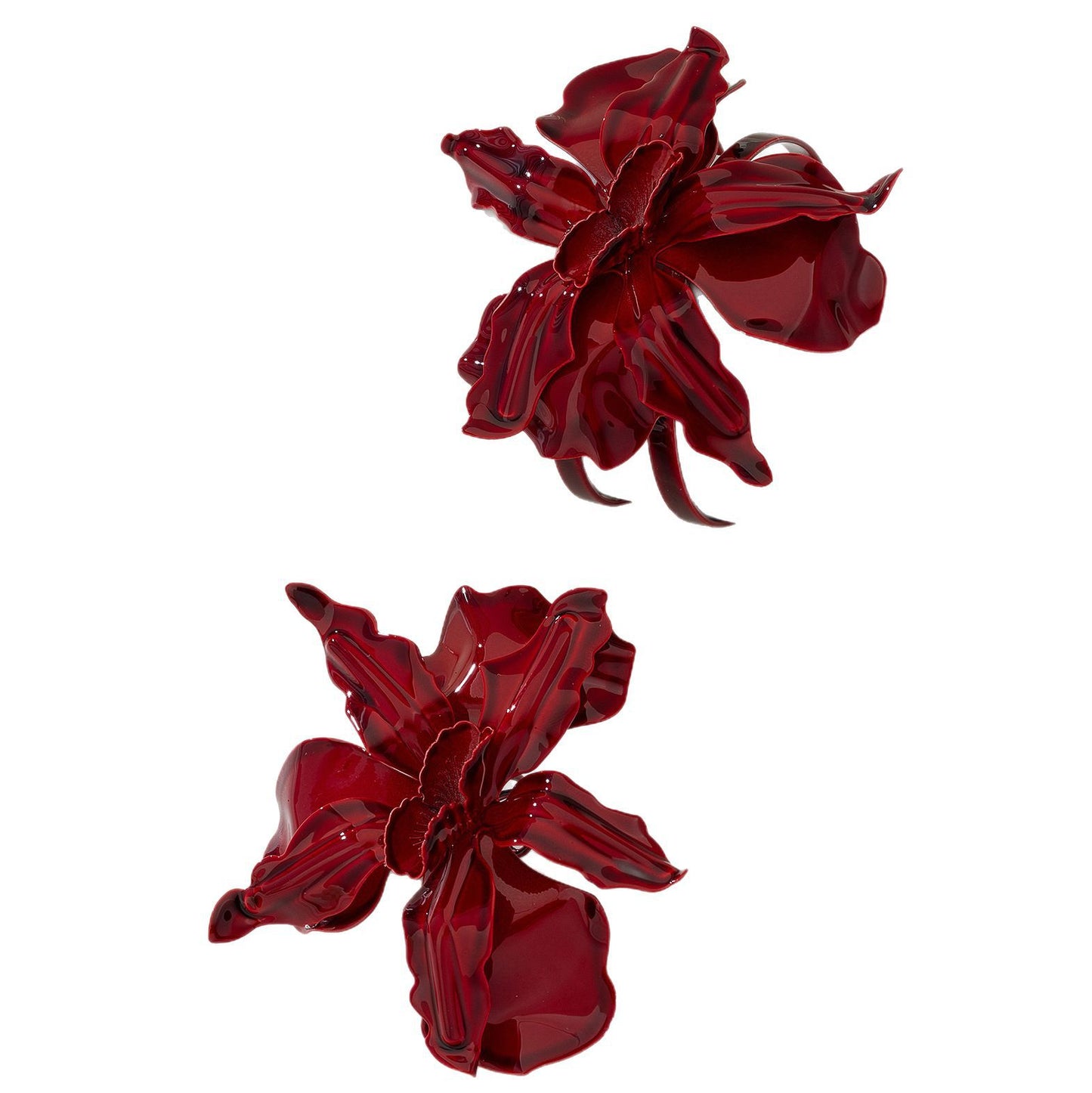 Oversized Red Flower Statement Ring | Elegant Floral Cocktail Ring and Bracelet