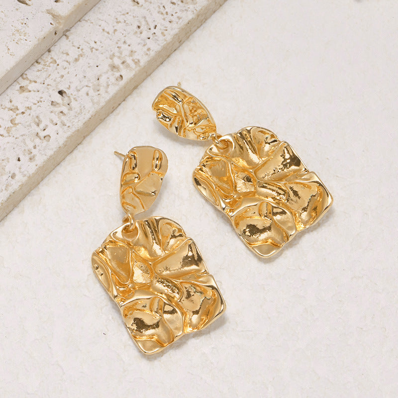 Hammered Rectangle Dangle Earrings