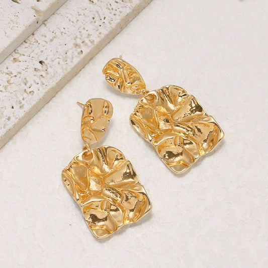 Hammered Rectangle Dangle Earrings