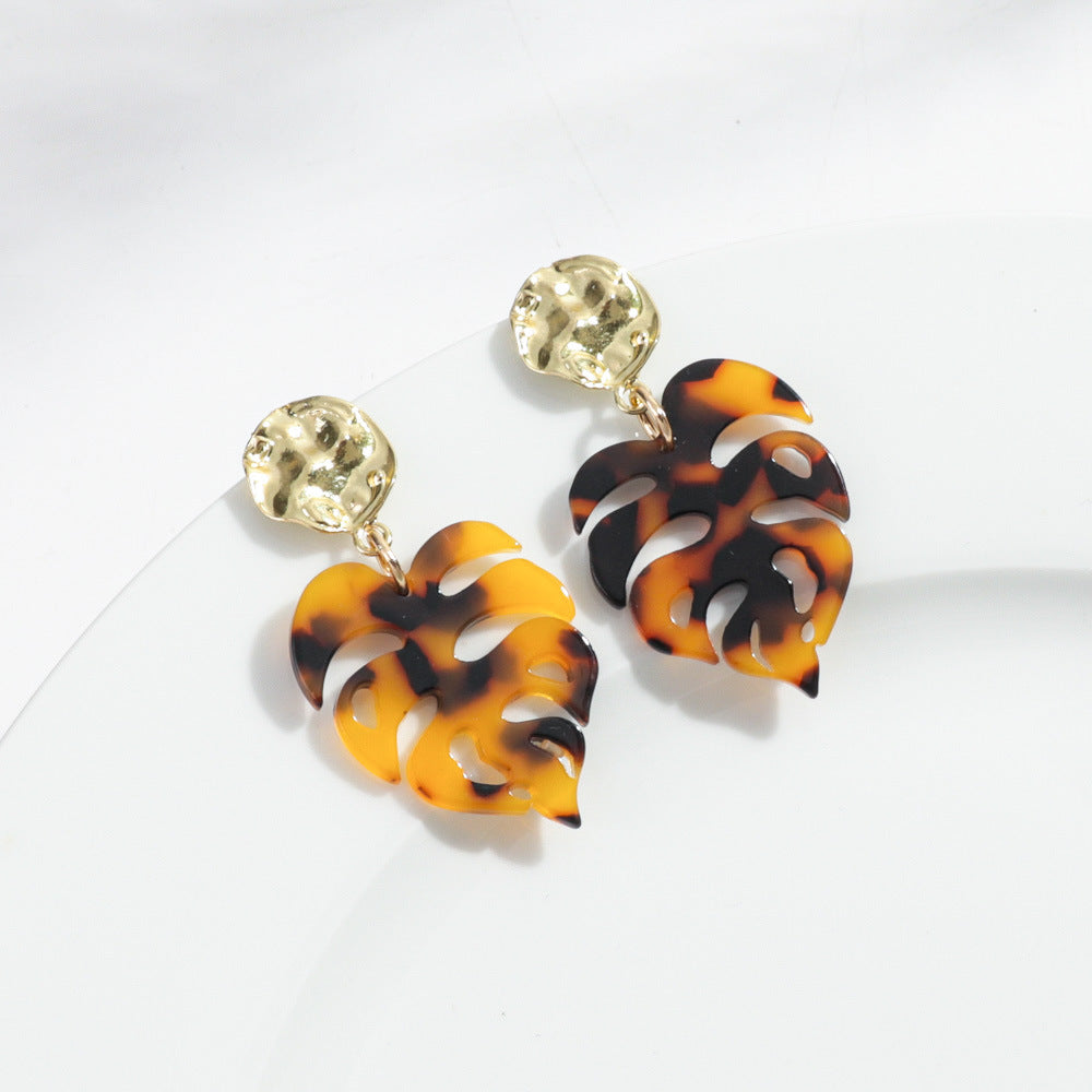 Acrylic Monstera Leaf Earrings | Tropical Resin Drop Dangle Jewelry