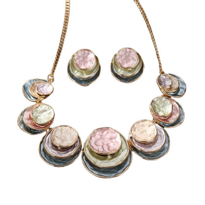 Elegant Pink & Silver Tiered Statement Jewelry Set