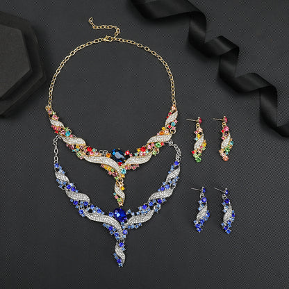 Sparkling Multi-Color & Blue Crystal Necklace Earring Set