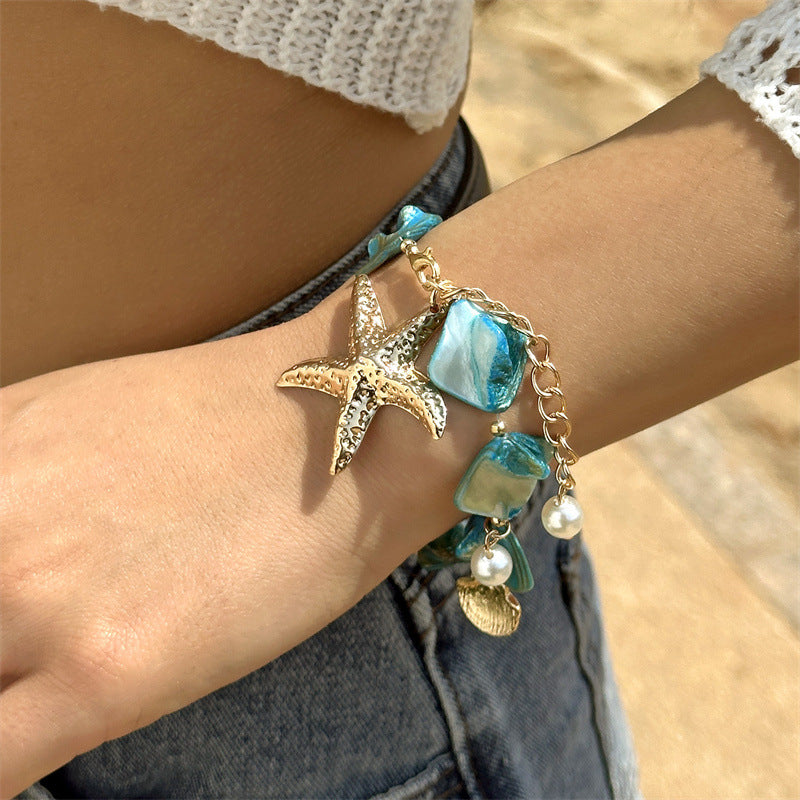 Seaside Starfish & Abalone Charm Bracelet