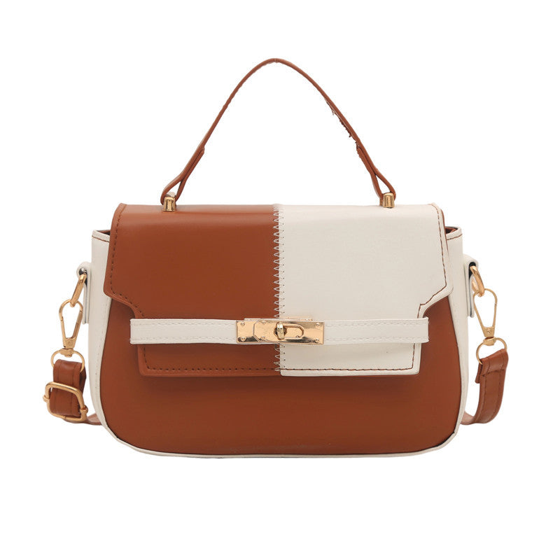 Elegant Two-Tone Faux Leather Satchel Bag