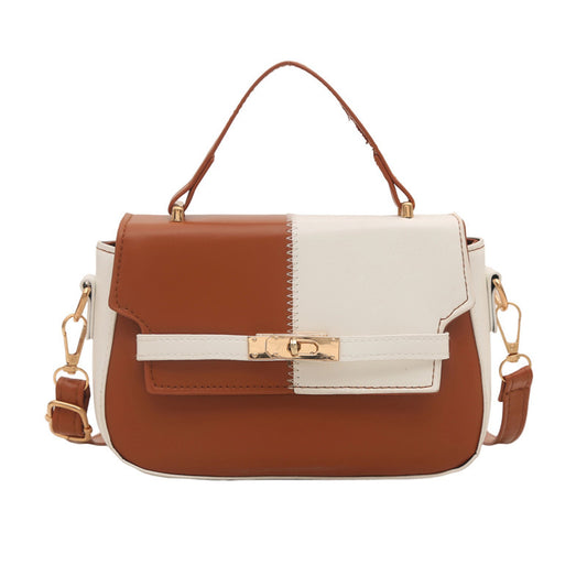 Elegant Two-Tone Faux Leather Satchel Bag