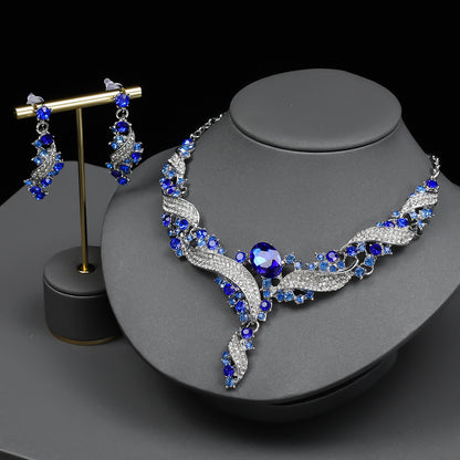 Sparkling Multi-Color & Blue Crystal Necklace Earring Set