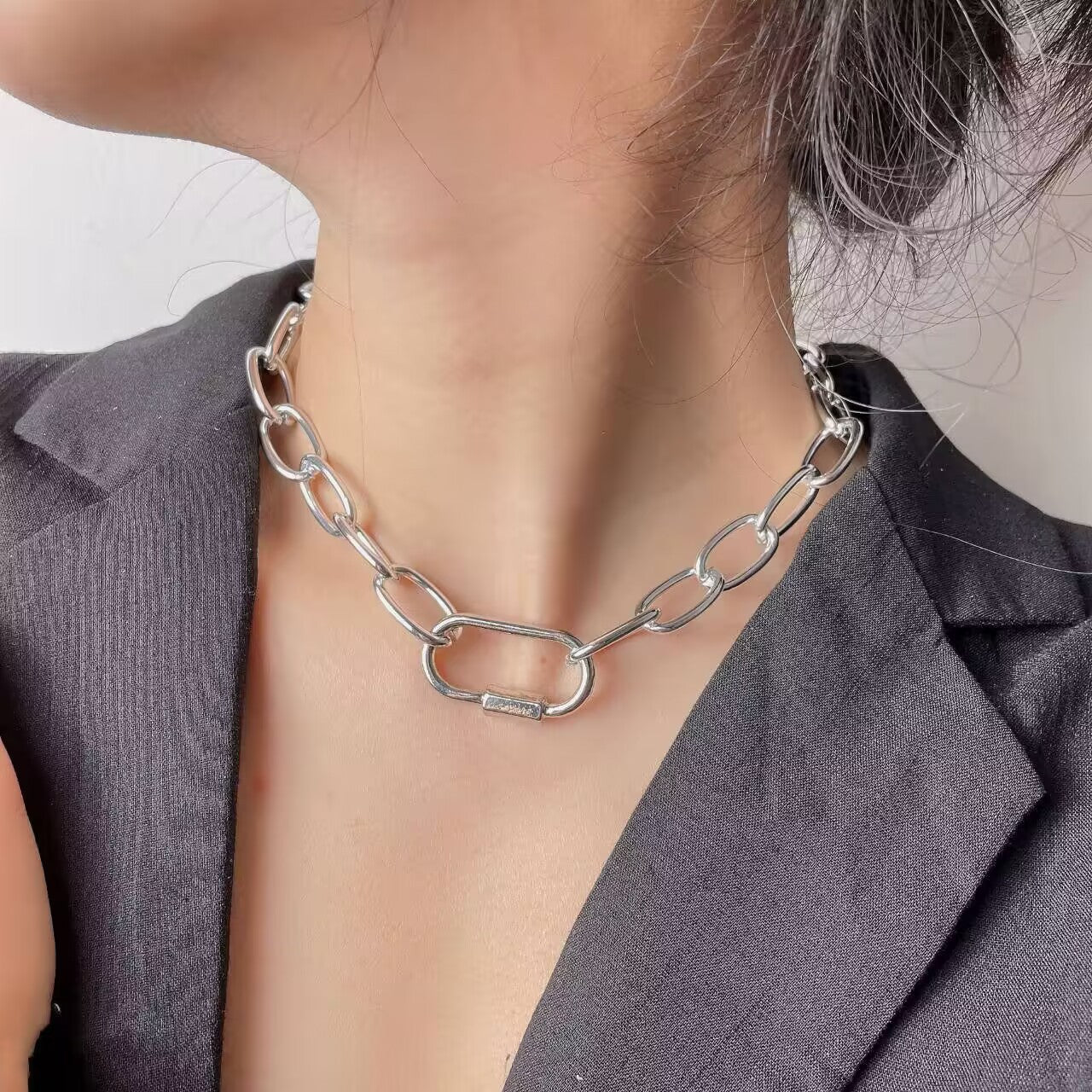 Stylish Gold and Silver Chain Necklace and Bracelet Set - Modern Minimalist Jewelry