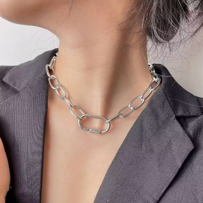 Stylish Gold and Silver Chain Necklace and Bracelet Set - Modern Minimalist Jewelry