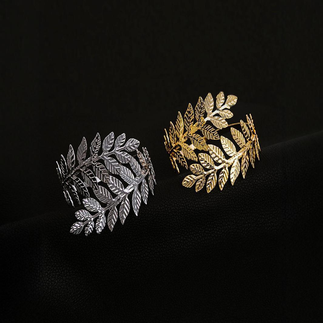 Gold Leaf Upper Arm Cuff - Grecian Goddess Bangle Bracelet