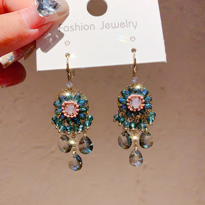 Bohemian Crystal Dangle Earrings for Women – Ethnic Style Party Wear Drop Earrings with Teardrop Beads