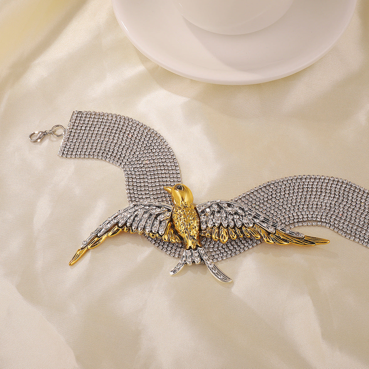 Statement Bird Motif Choker Necklace for Women | Gold & Silver Crystal Designer Neckpiece