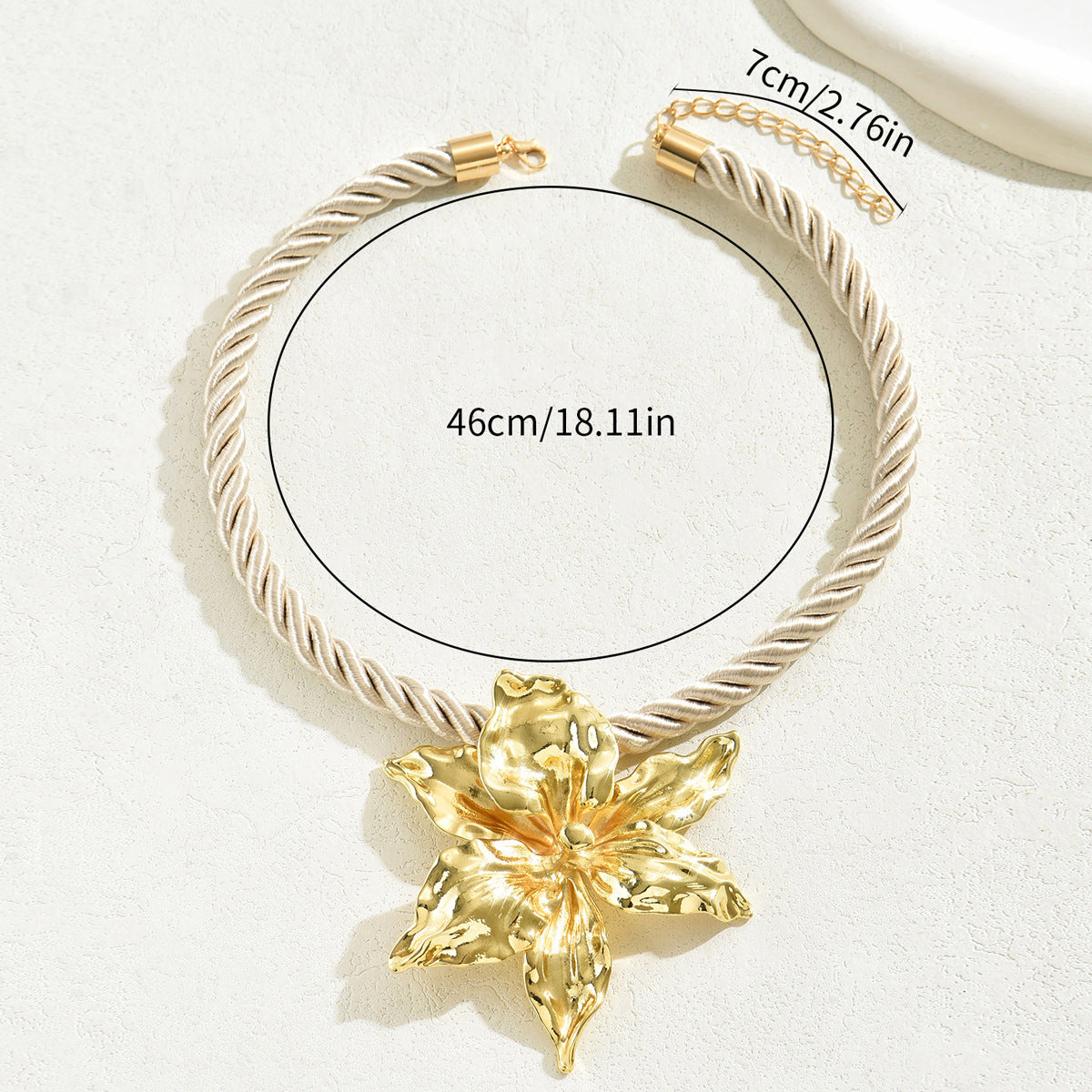 Gold Orchid Statement Necklace - Bold Floral Jewelry