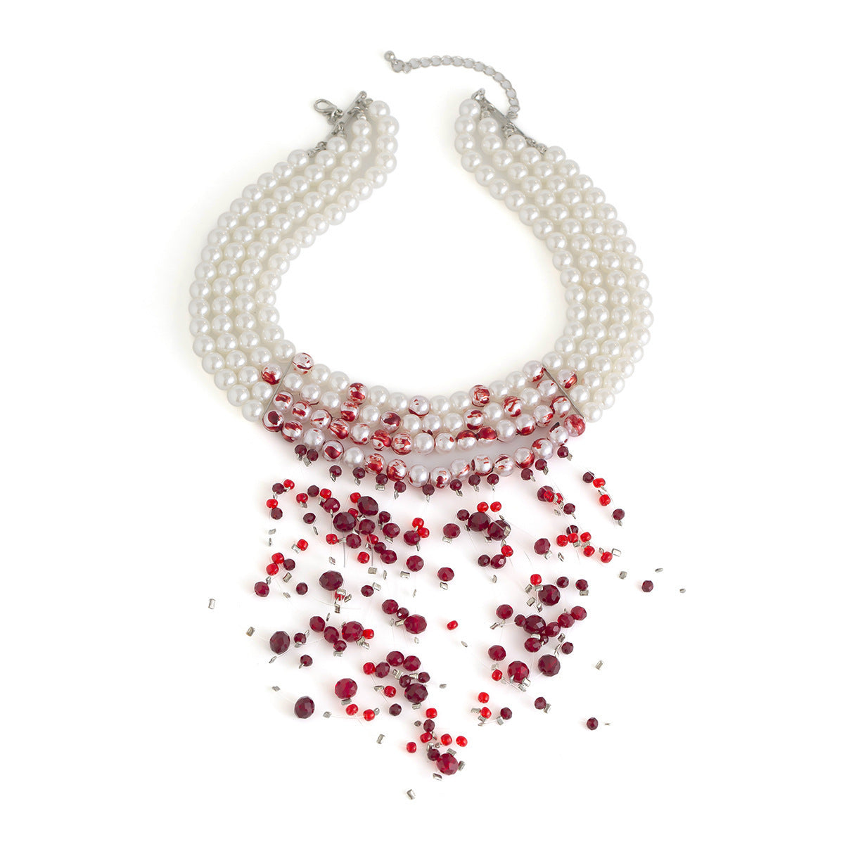 Bloody Pearl Choker Necklace – Gothic Vampire Jewelry with Red Dripping Beads for Halloween & Cosplay
