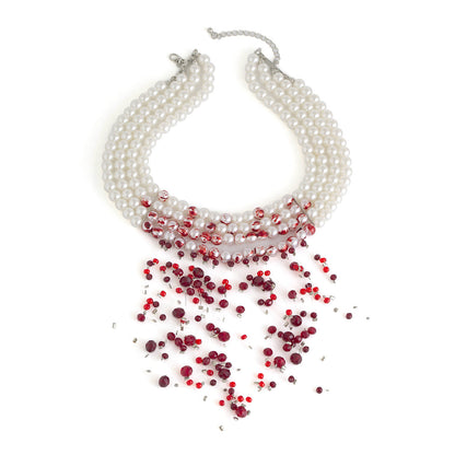 Bloody Pearl Choker Necklace – Gothic Vampire Jewelry with Red Dripping Beads for Halloween & Cosplay