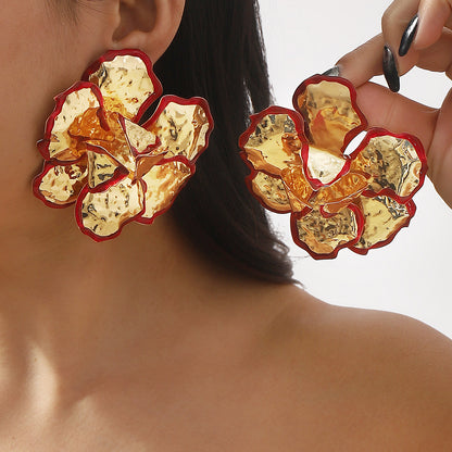 Floral Statement Jewelry Set | Anti-Tarnish Necklace & Earrings in Red, Black, White