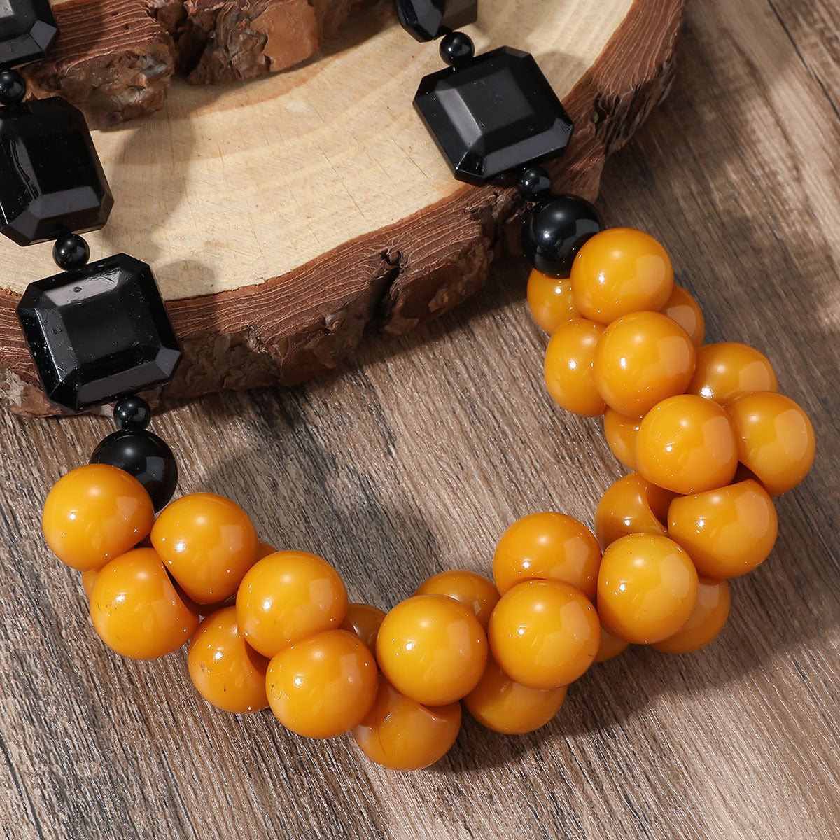 Chunky Beaded Statement Necklace for Women | Red & Yellow Bold Fashion Jewelry