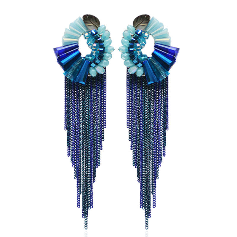 Art Deco Crystal Chandelier Earrings with Cascading Fringe | Choose Your Color