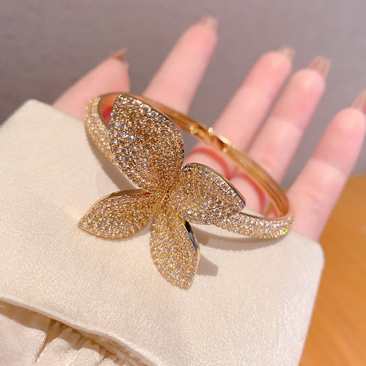 Sparkling Pave Butterfly Cuff Bracelet | Gold & Silver