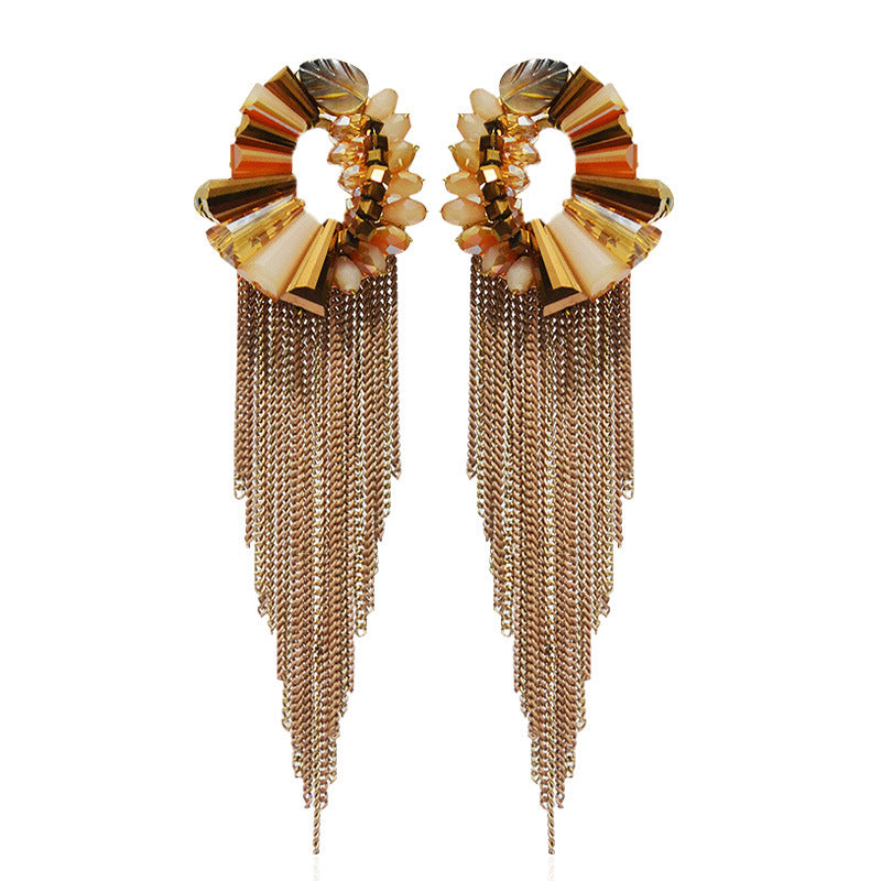 Art Deco Crystal Chandelier Earrings with Cascading Fringe | Choose Your Color