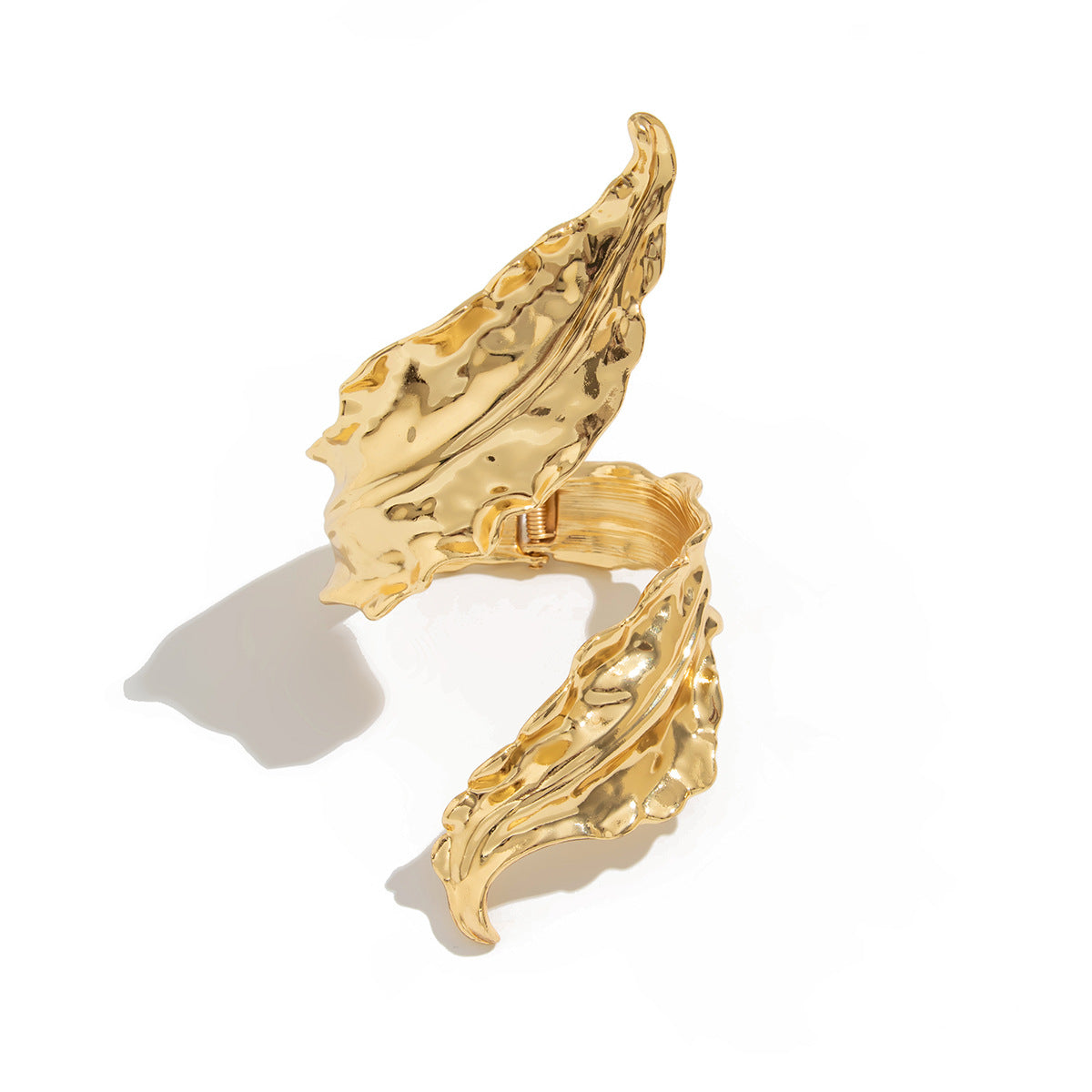 Sculpted Gold Leaf Cuff Bracelet | Unique Statement Wristlet