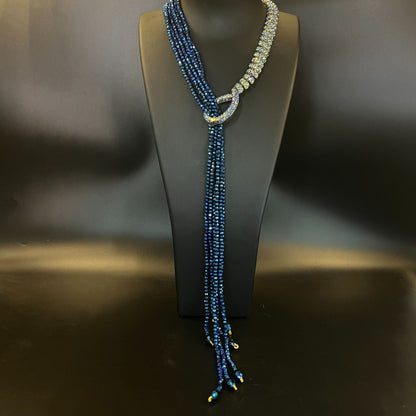 Multi-Strand Beaded Tassel Necklace & Earring Set (2 Colors)