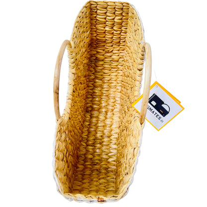 Seagrass U-tote bag-01 | All the Cultures Fabricating India Straw Bag | Small Tote Bag | Basket Bag | Bamboo Tote | Beach Bags for Women | Boho Bag | Half Moon Bag | White Handbag