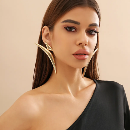 Long V-Shape Statement Earrings | Anti-Tarnish Gold & Silver Finish