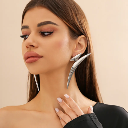 Long V-Shape Statement Earrings | Anti-Tarnish Gold & Silver Finish