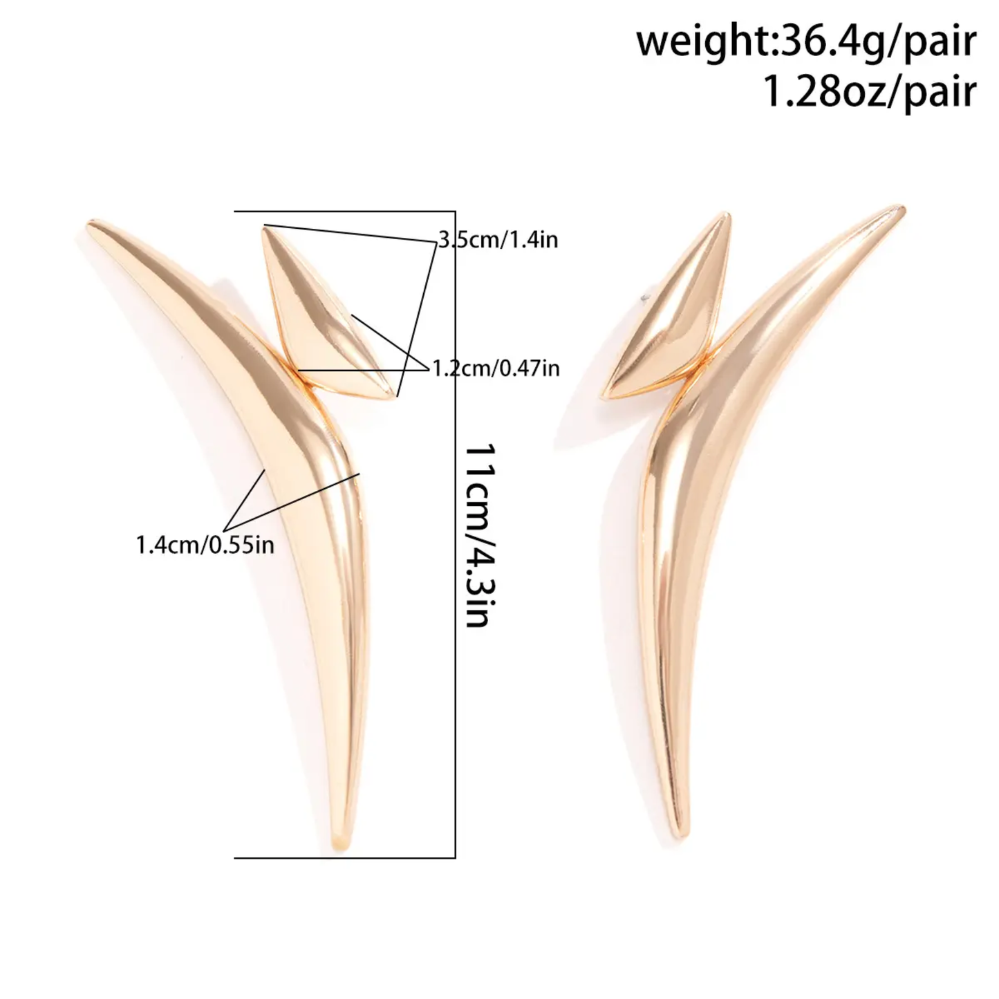 Long V-Shape Statement Earrings | Anti-Tarnish Gold & Silver Finish