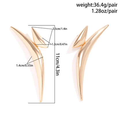 Long V-Shape Statement Earrings | Anti-Tarnish Gold & Silver Finish