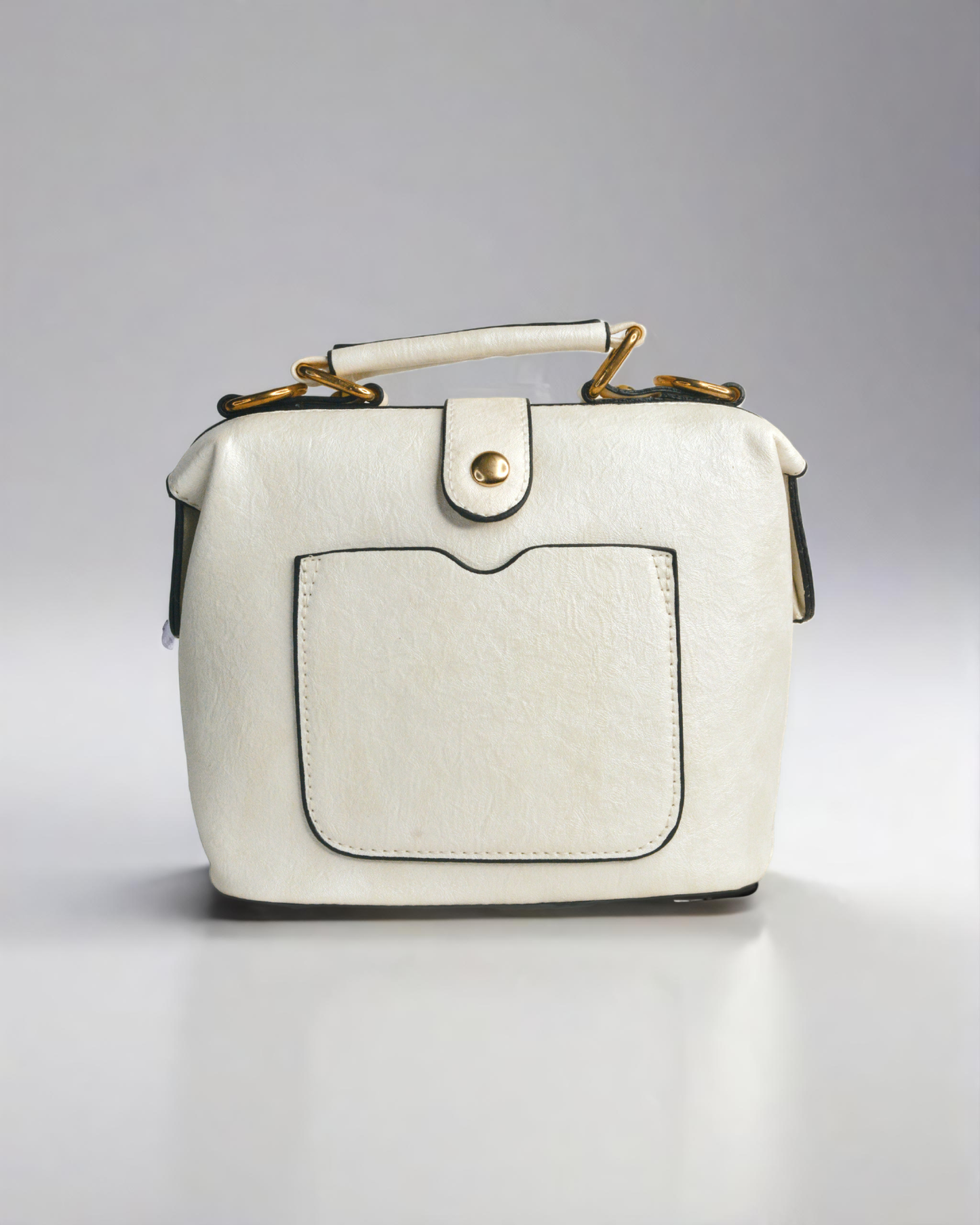 Elephant embroidery work white with black border handbag