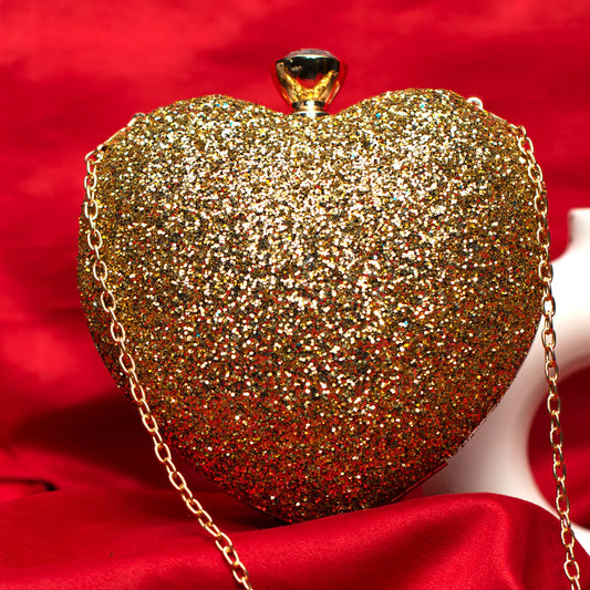 Glitter Heart Shape Valentine Clutch
