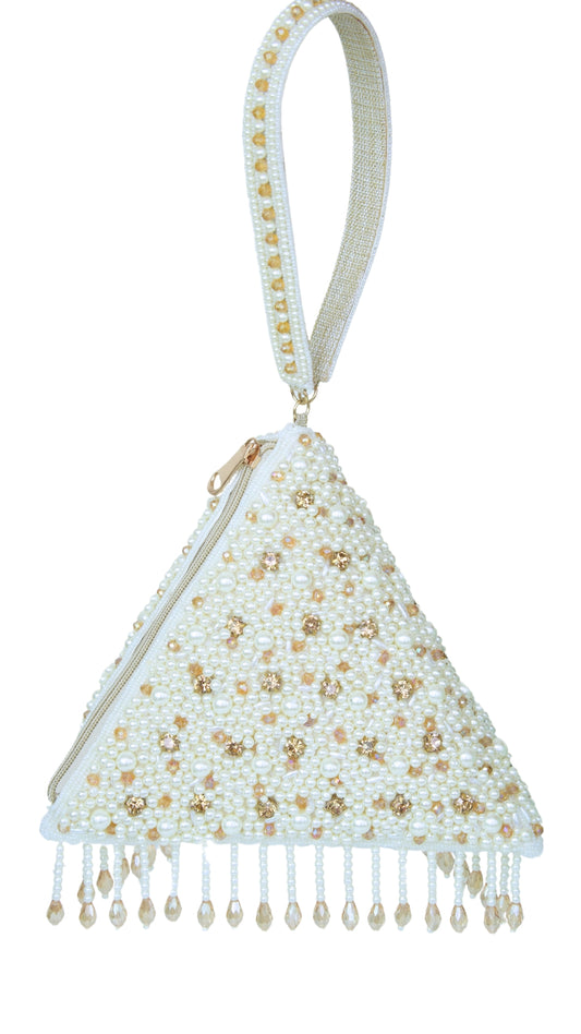 Full body work pearl hexagonal Potli bag