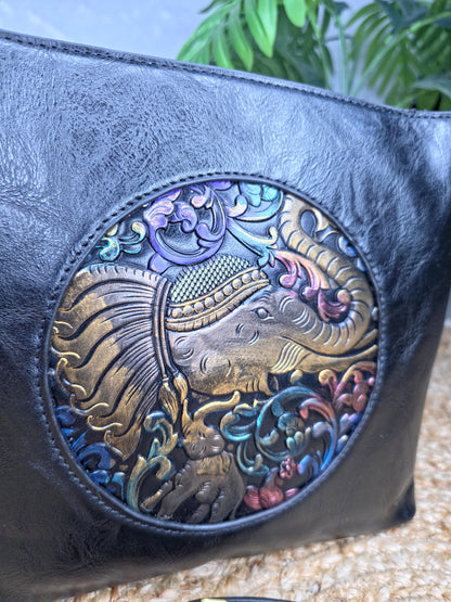 Elephant top zip handbag