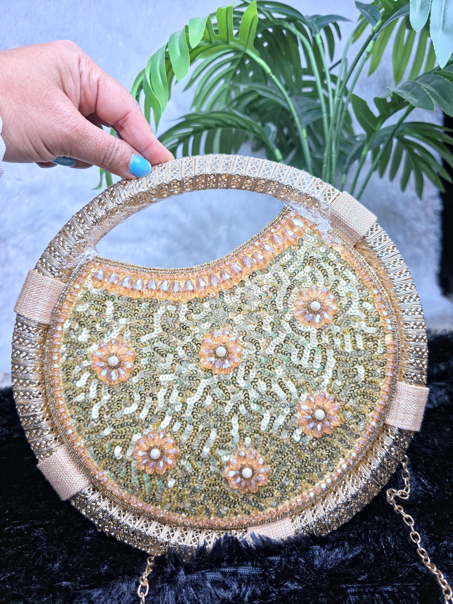 Designer u shape clutch bag