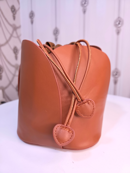 Brown leather Potli bag