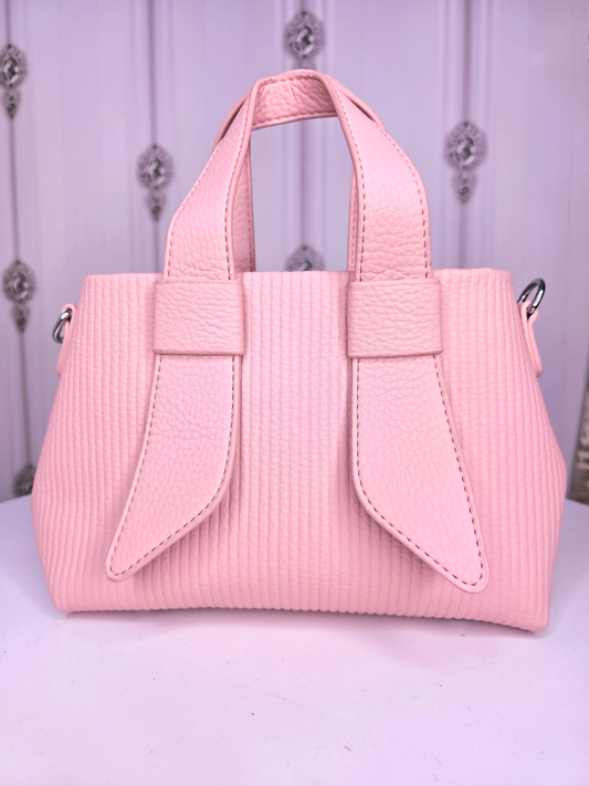 Waffle knit striped handbag
