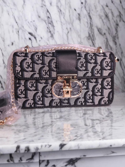 Black designer shoulder cum sling bag