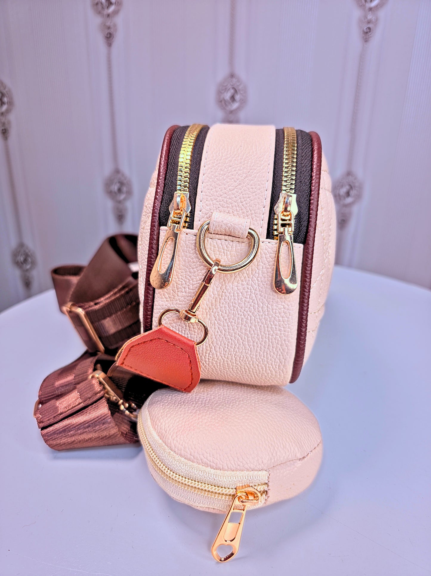 Broad sling sling bag with coin pouch