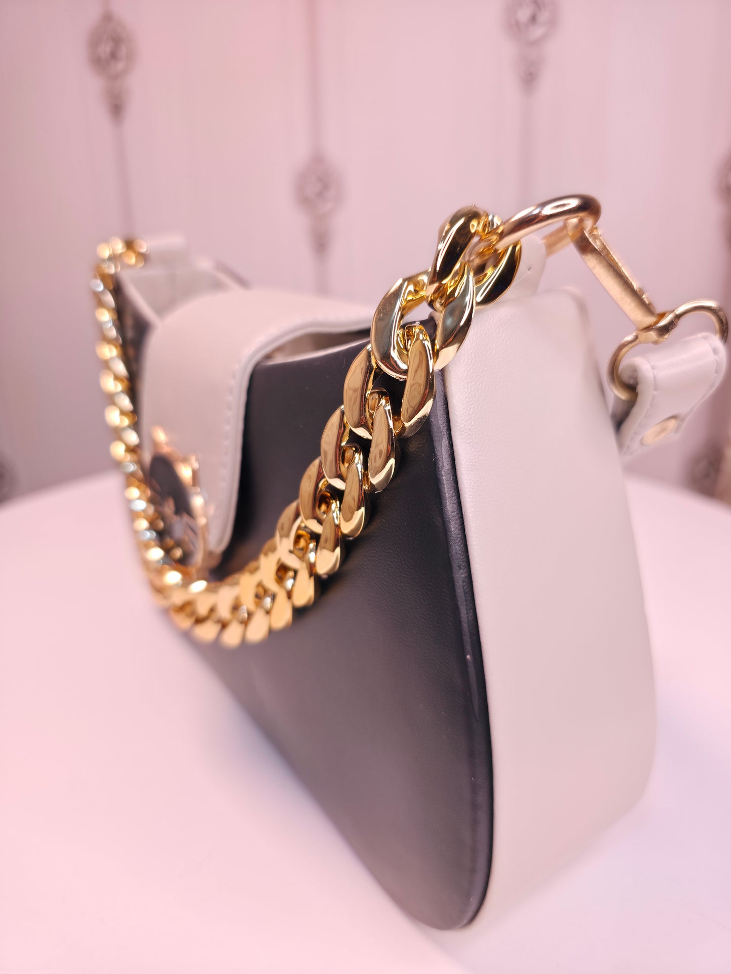 Dual toned teddy front sling bag