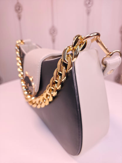 Dual toned teddy front sling bag