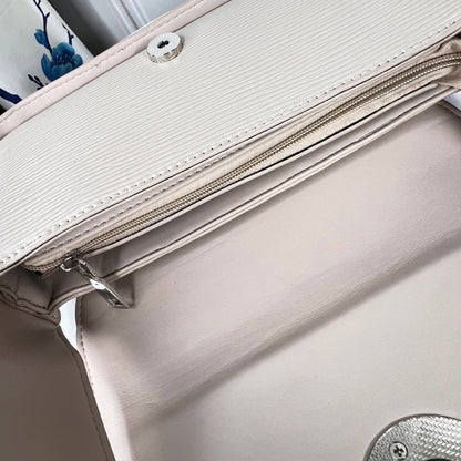 Striped Beige leather shoulder bag