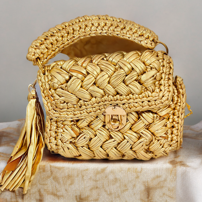 Exclusive Metallic t shirt yarn Crochet bag