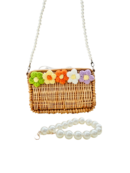 Bamboo Potli Rectangular With woolen Flower