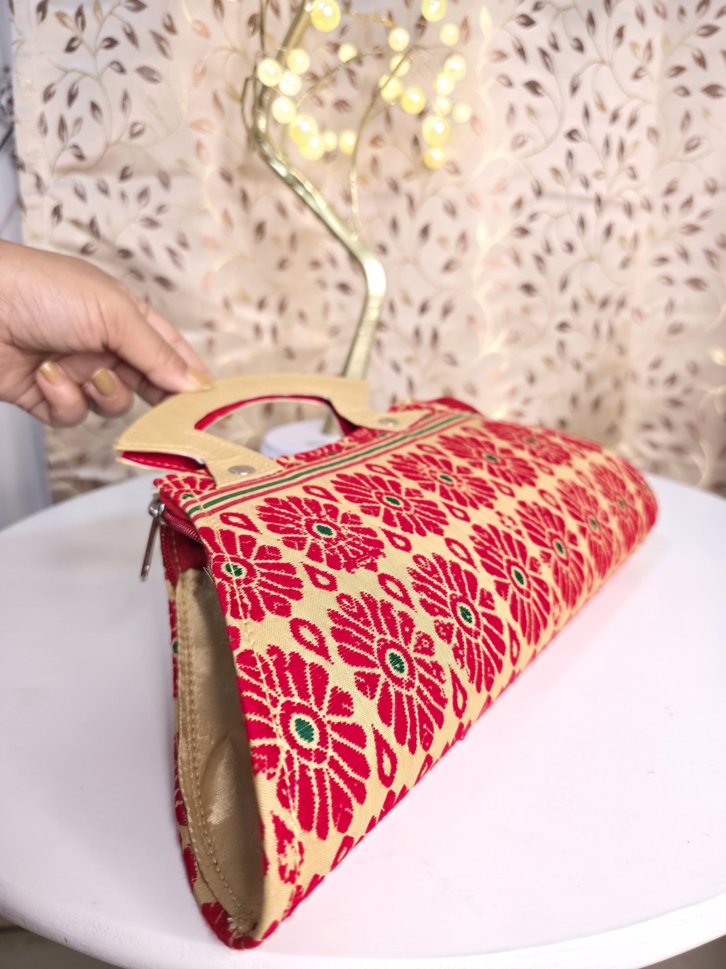 Assam traditional red white combination Clutch