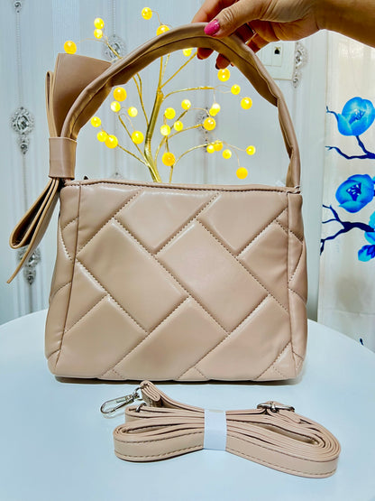 Women Black Quilted Structured Satchel
