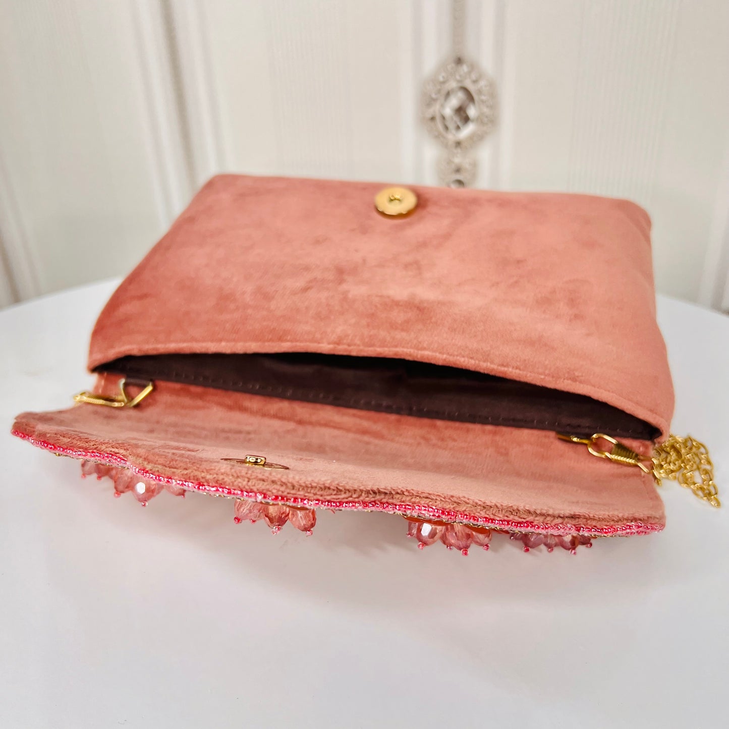 Sassy stone work flower purse with sling