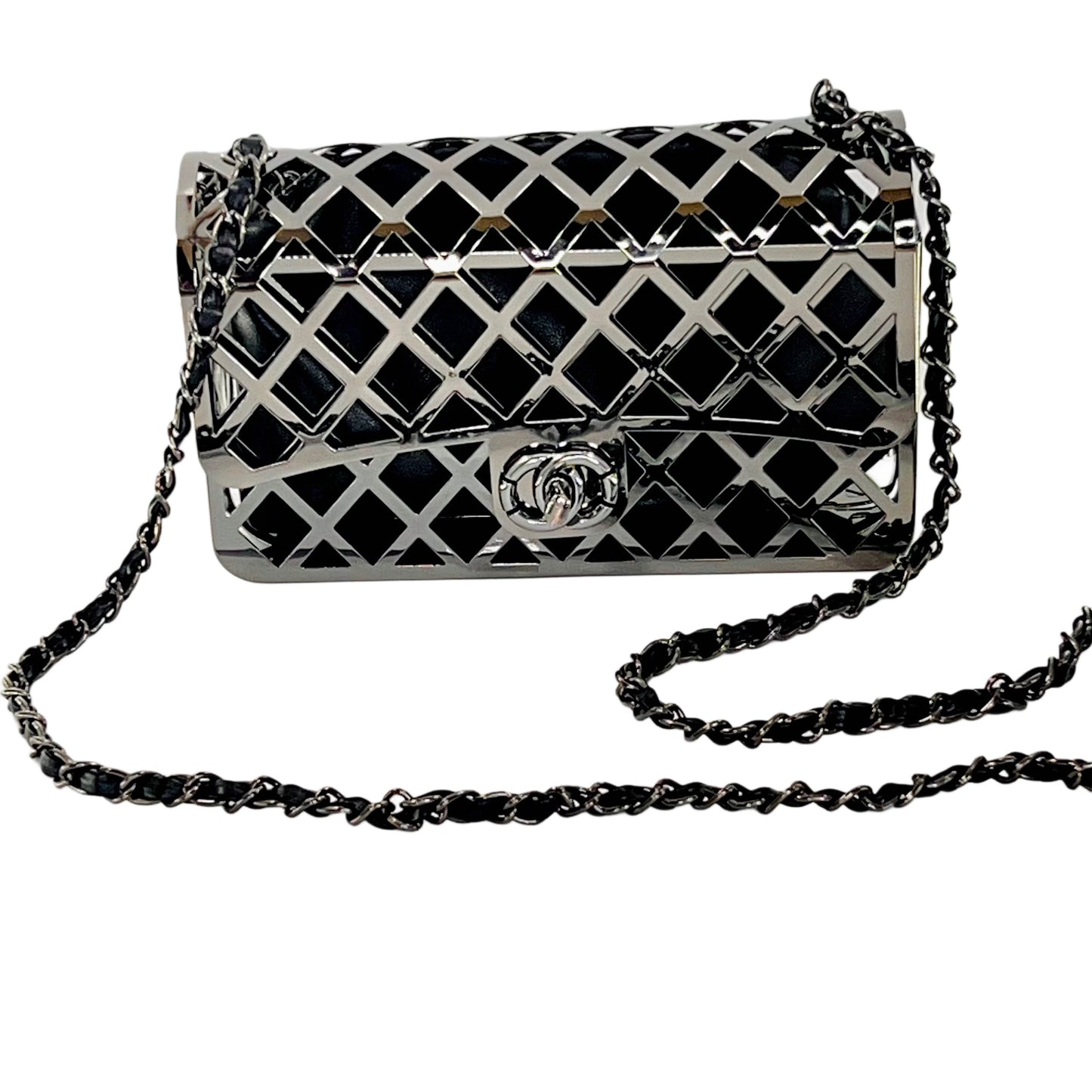 Metallic frame Box clutch with pouch