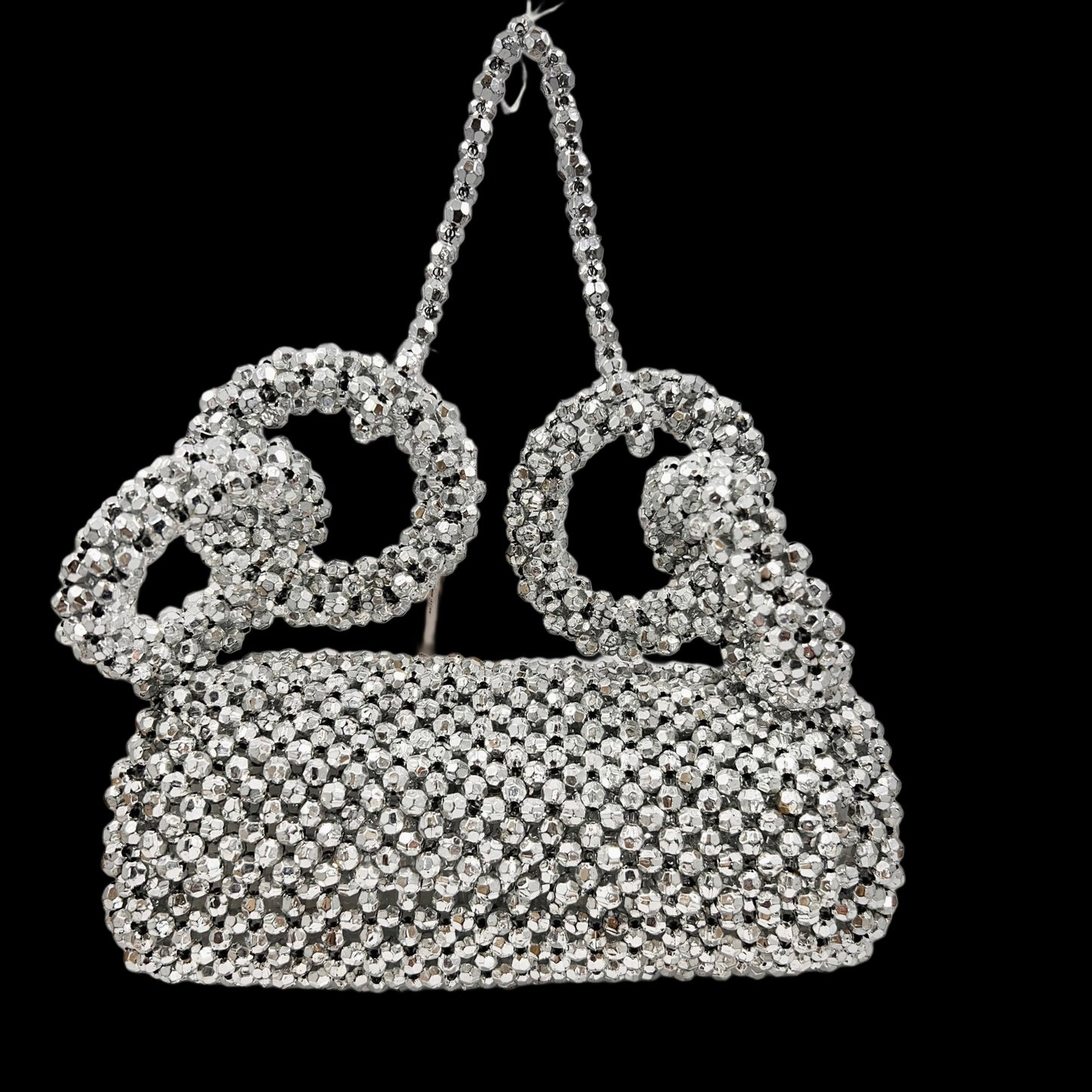 Silver Glamour beaded clutch bag